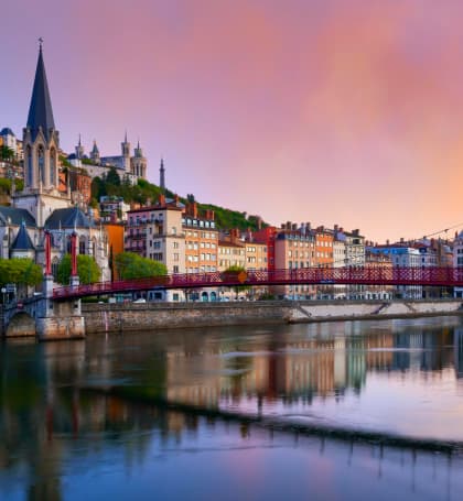 European city by a river